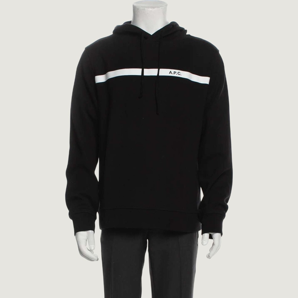 APC Japan White Chest Stripe Hoodie Black Medium
